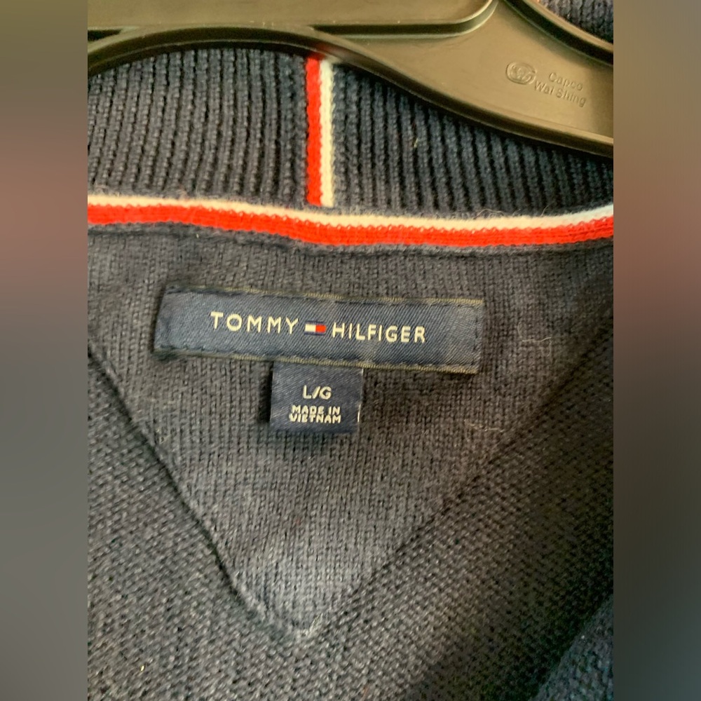 Men’s Large Tommy Hilfiger 100% cotton Full zip up sweater jacket - Picture 3 of 6